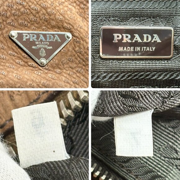 PRADA Vintage Triangle Logo One Shoulder Bag Textured Suede Leather [106467] - Picture 13 of 13